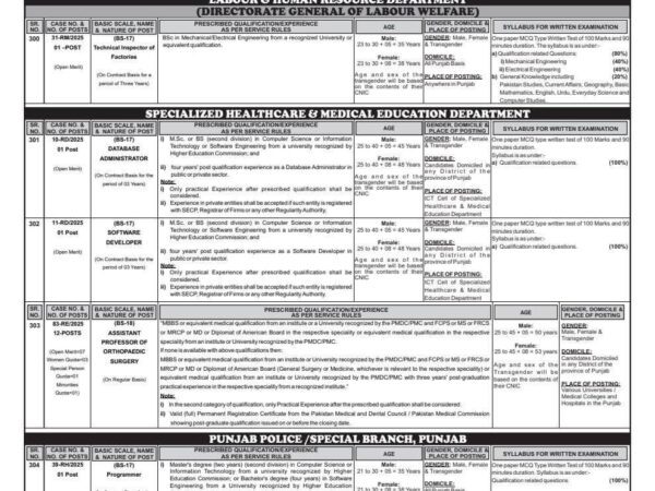 Punjab Public Service Commission (PPSC) Lahore Jobs 2025