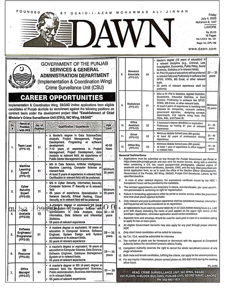 Crime Surveillance Unit (CSU) Jobs 2025 – Apply Online
