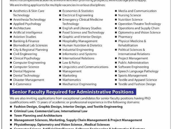 University of Management and Technology (UMT) Jobs 2025