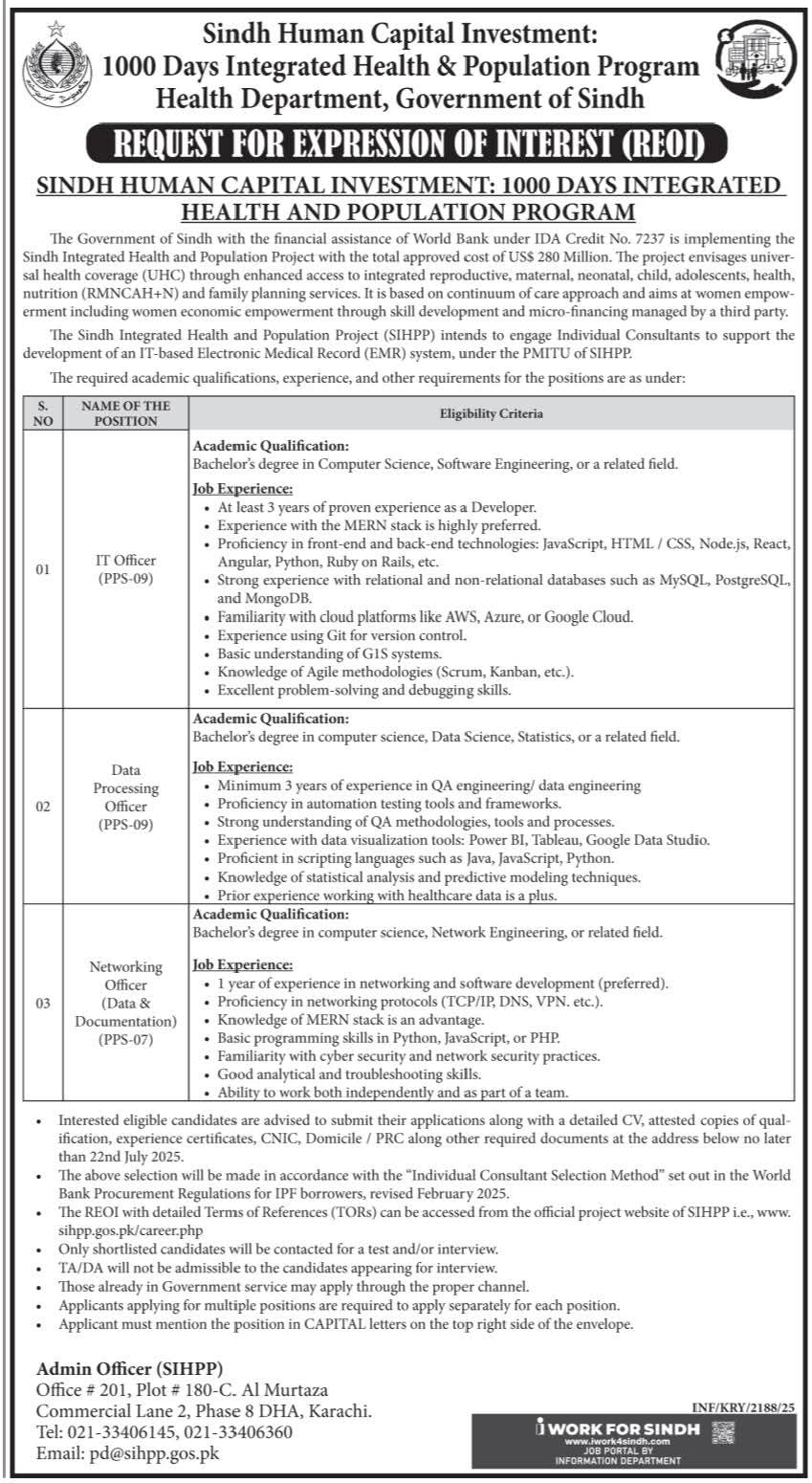📢 Sindh Health Department Jobs 2025