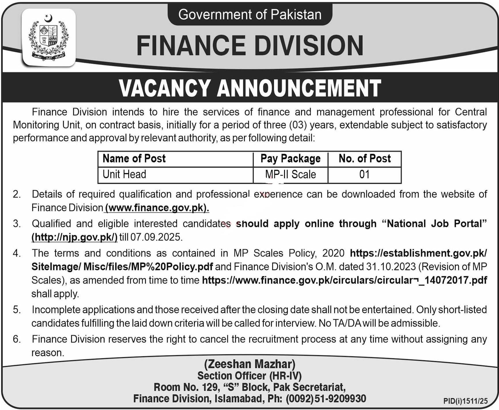 Pakistan's Finance Division