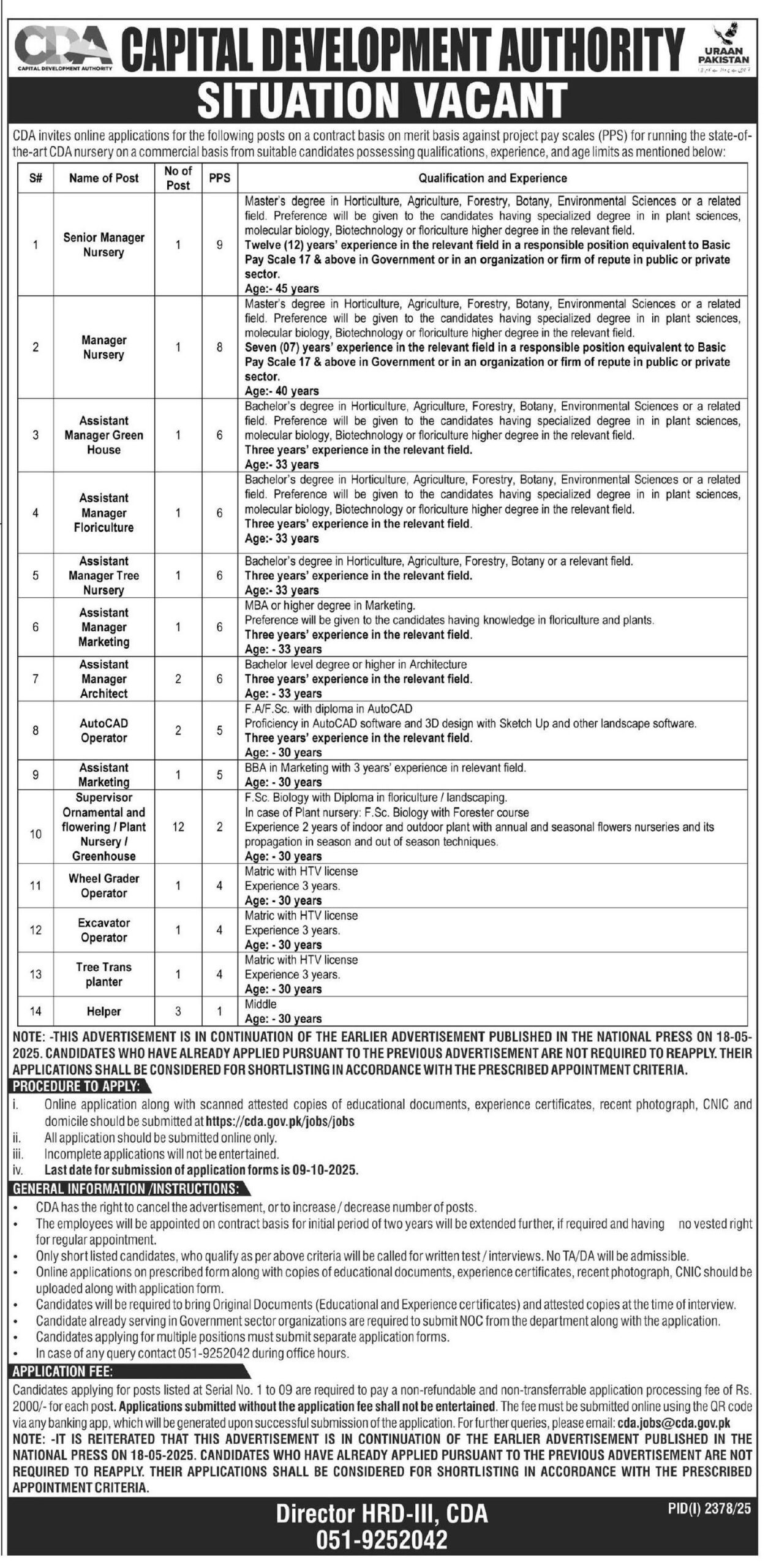 CDA Jobs 2025