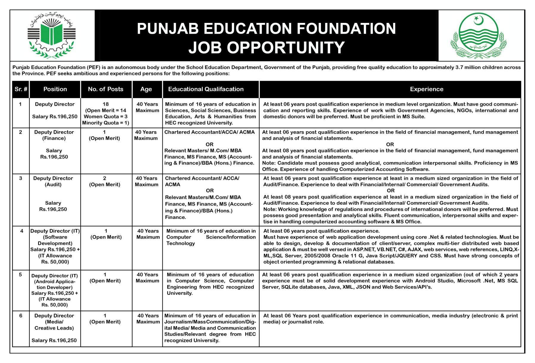PEF Jobs 2025