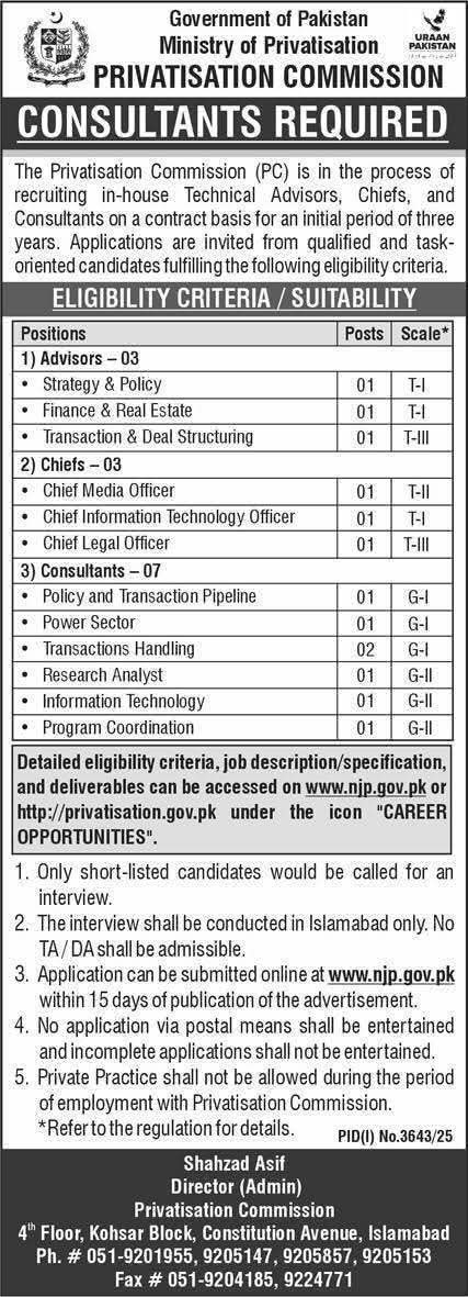 Privatisation Commission Jobs
