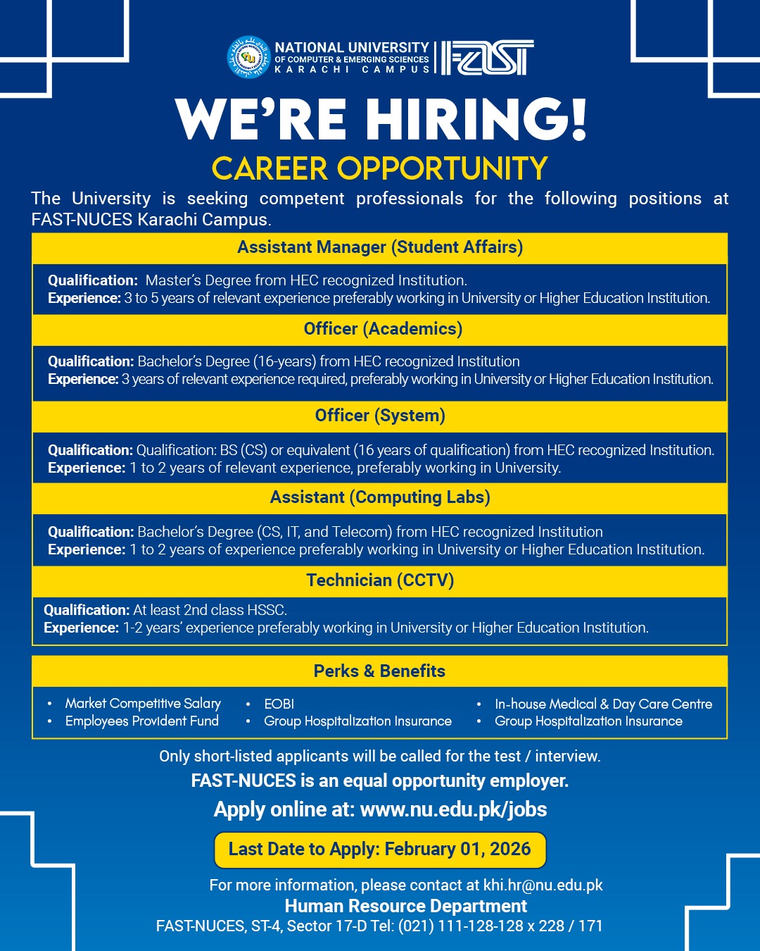 FAST-NUCES Karachi Jobs