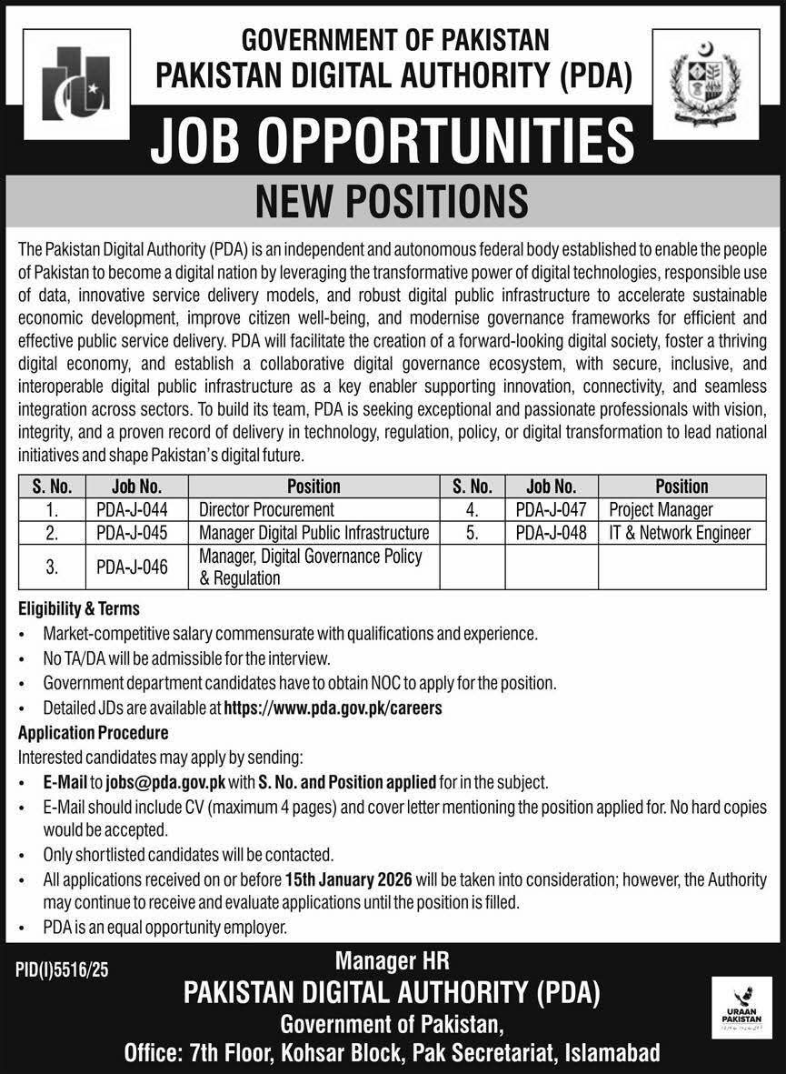 Pakistan Digital Authority Jobs