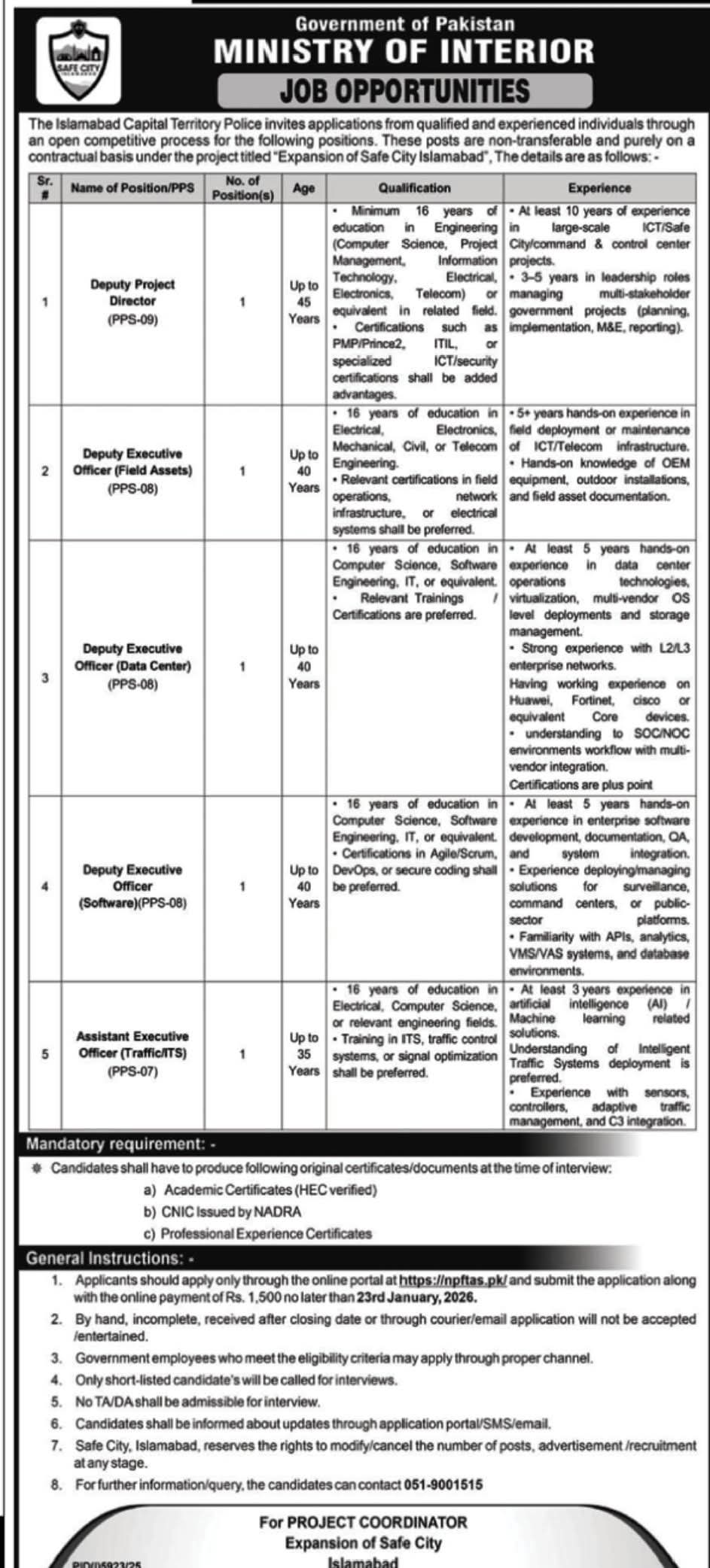 Safe City Islamabad Jobs